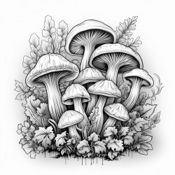 magic mushrooms in a trippy background