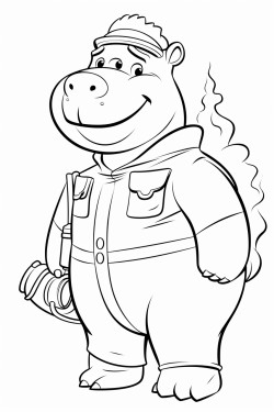 hippopotame en pompier