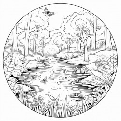 a serene glade with a pond surrounded by enchanted flora and visited by forest creatures