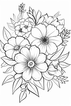 a cute floral harmony coloring book vector white background black and white black drawing coloring page