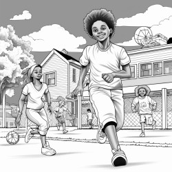 adults with african american features playing kickball