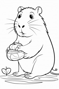 cute capybara eating a pickle
