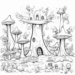 a magical forest with fairies flying among the trees