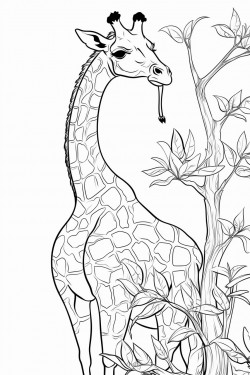 a giraffe eats tree leaves and there are animals around it