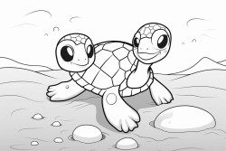 a baby sea turtle coming our an egg on a beach