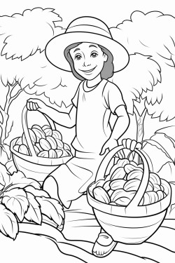 cocoa harvesting in the jungle