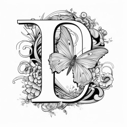 the letter d with an landed butterfly on the letter
