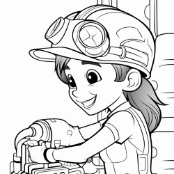 young girl with braids wearing a hardhat welding on a pipe