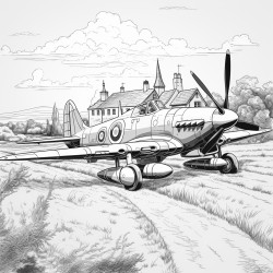 wartime spitfire aircraft flying over france