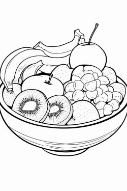 a bowl of a fruit salad consisting of slices of bananas apples kiwis and berries