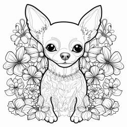 chihuahua surrounded by flowers