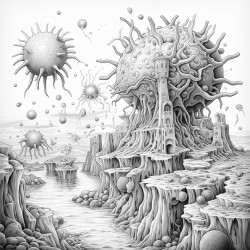early earth a chemical soup of elements and biomolecules such as rna out of this emerges a bacteriophage