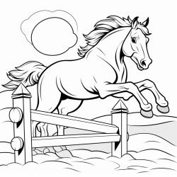 horse jumping a fence