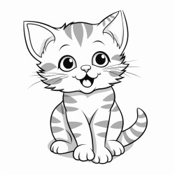 full body kitten with stripes with her tongue hanging out of her mouth