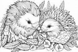 cute hedgehog and bald eagle