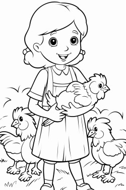 girl with chickens
