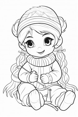 dwarf woman knitting with knitting needles