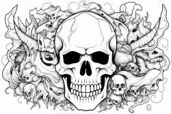 psychedelic melting image with a dragon magic mushrooms and a skull