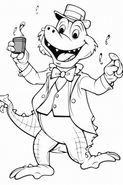 an alligator dancing at a tea party