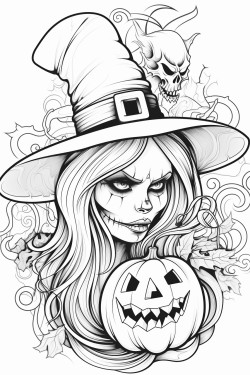 scary witch sucking the soul out of a pumpkin