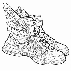a basketball shoe with a fairy wing pattern and a delicate design