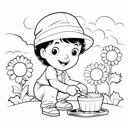 a kid is filling colors in a coloring sheet