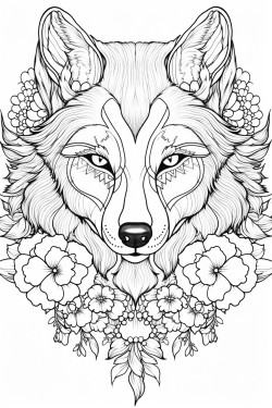 zentangle creative animal with flowers surrounding