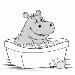 a hippo in a bathtub drinking a margarita