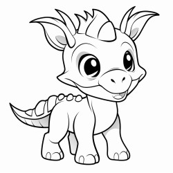 tiny male young triceratops cartoon stile