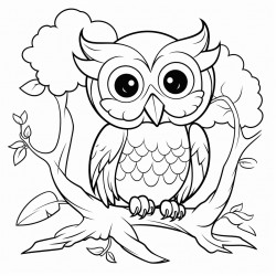 owl sitting in a tree amongst the forest