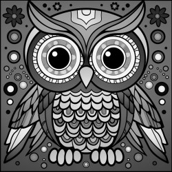 an owl with bright colors