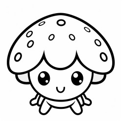 friendly cute mushroom kawai style simple lines