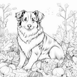 australian shepherd in fall setting