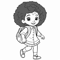 a afro girl going to school