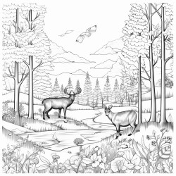 woods with animals