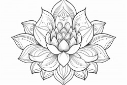 intricate mandala colouring page in the shape of a lotus bloom