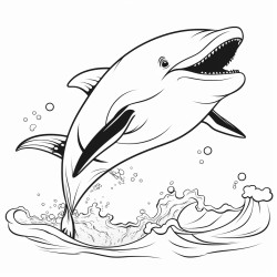 a happy whale jumping out of the water waving
