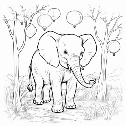 elephant in the forest with light bulbs