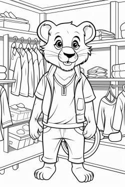 animal cougar shopping at clothing store