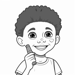 3 year old boy applying on sunscreen on his face