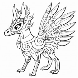 create a pencil sketch worksheet of an alebrije