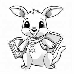 kangaroo carrying library books minimal detail for children 6 to 8 years old