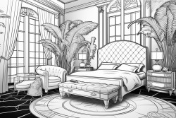 art deco style bedroom interrior