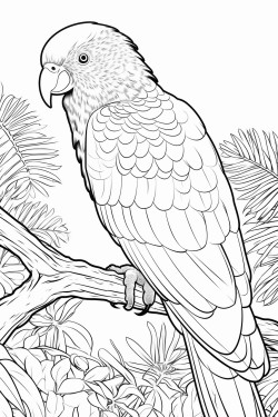 kakapo perched on a branch with its vibrant green feathers and fluffy body set against a backdrop of new zealand forest