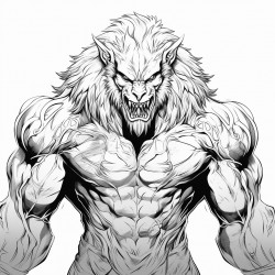 wolf man who is really muscular