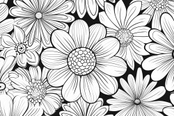 black and white flower pattern for adult coloring book doodle floral drawing