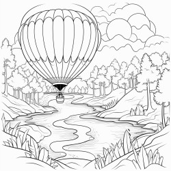 balloon with shallow ornaments over the river