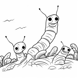 a coloring sheet that features earthworms