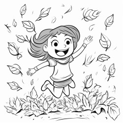 jumping into a leaf pile a joyful character jumping into a big pile of colorful leaves with leaves flying everywhere