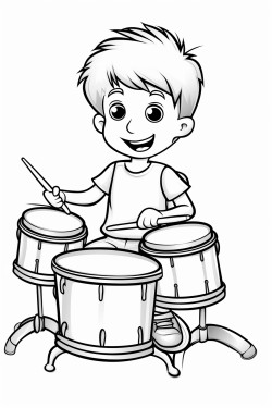 little girl playing the drum set